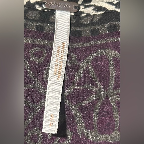 Free People Swing Dress Black Purple Midi Tassel Boho Peasant Hippie Small P - Picture 15 of 16